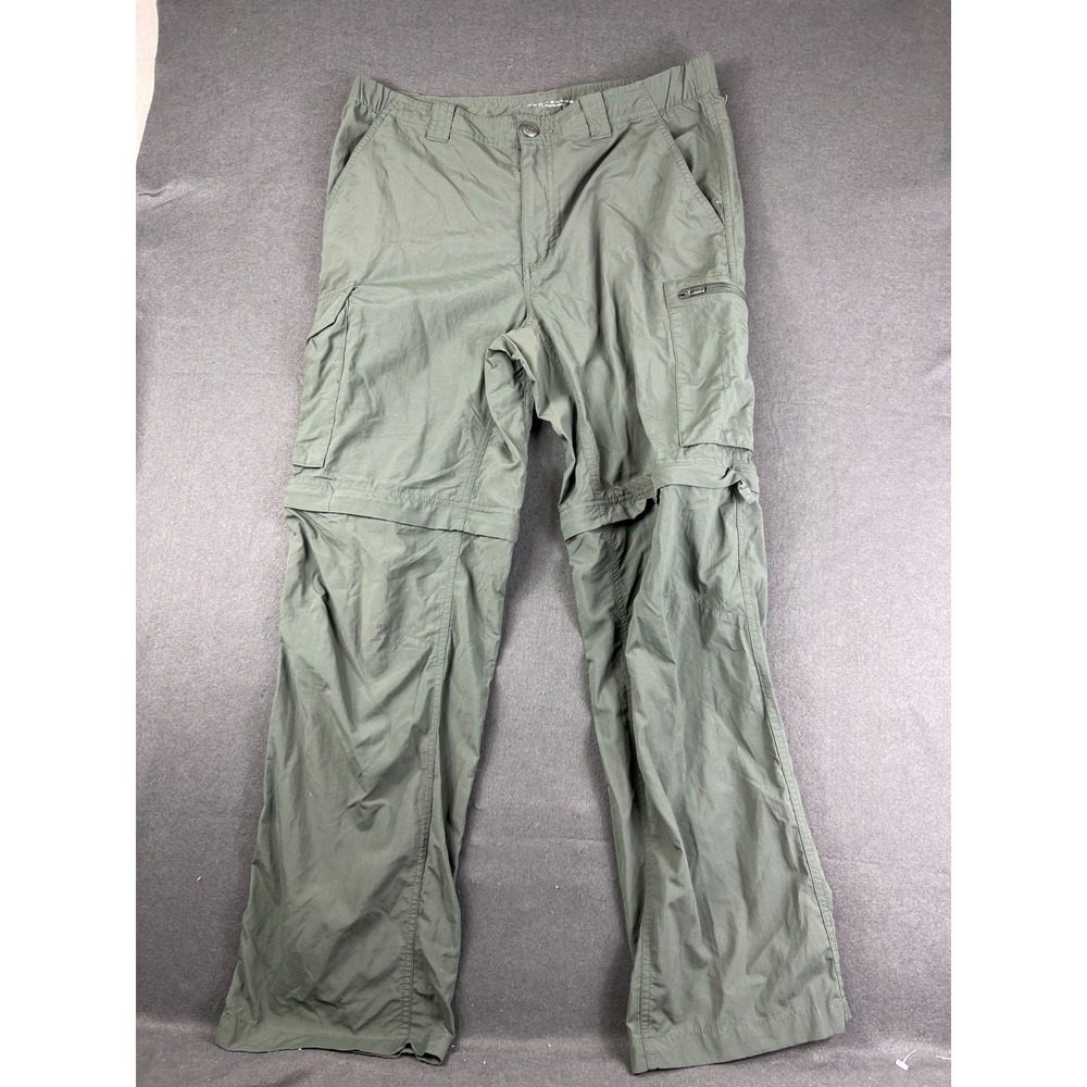 Columbia Mens Green Convertible Pants Omni Shade Sun Protection Outdoor 34W 30L